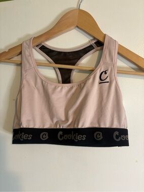 Cookies Light Pink Racerback Sports Bra with Branded Elastic